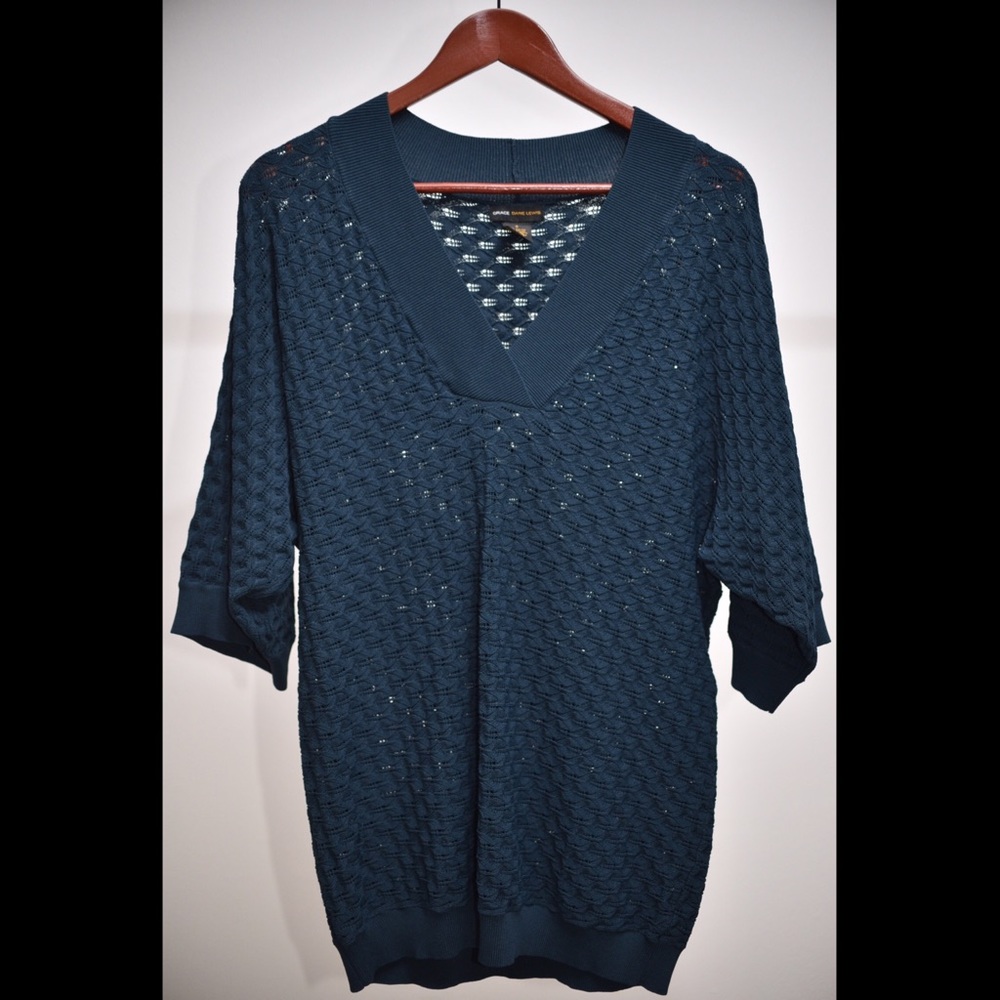 Grace Dane Lewis blue sweater